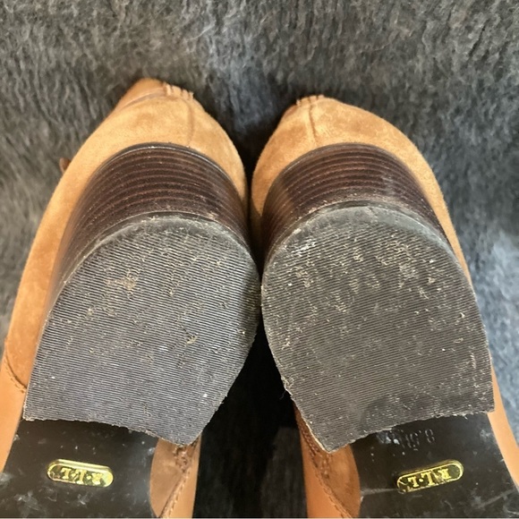 LAUREN RALPH LAUREN Sz 8.5B Damara Leather Suede Back Strap Zipper Booties - Picture 9 of 13